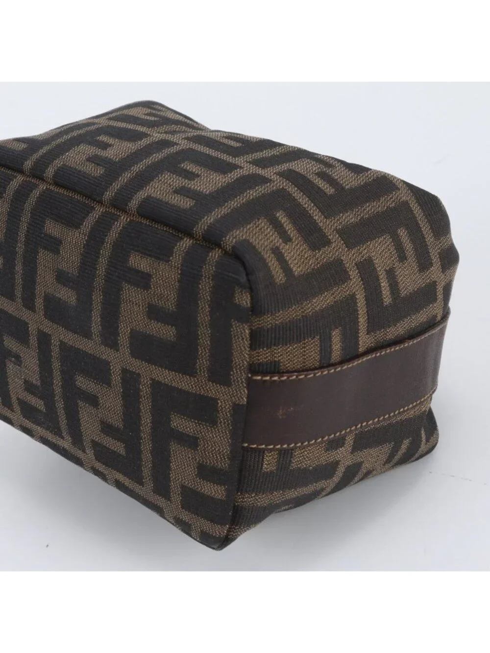 Fendi Zucca Mini Pouch Leather Nylon Handbag